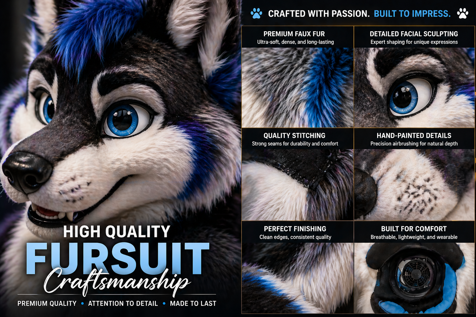 High quality fursuit craftsmanship close up fur texture